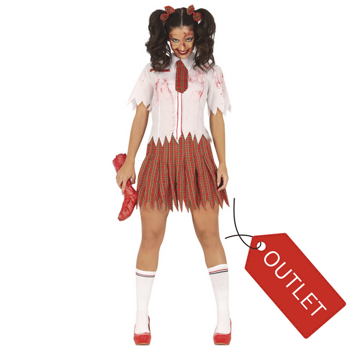 Strój dla dorosłych UCZENNICA ZOMBIE damski OUTLET - rozprucie materiału
