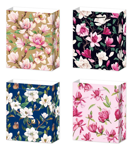 Torebka prezentowa kwiatowy wzór 32x26x10 cm mix wzorów