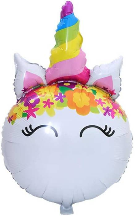 Jednorożec kolorowy balon foliowy okrągły 86x53 cm