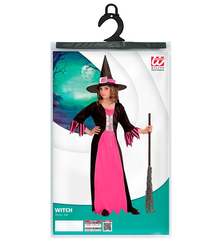 Czarownica Wiedźma różowo czarna, strój dla dzieci
