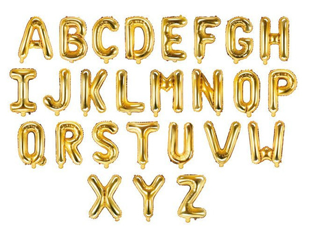 BALON foliowy LITERA mała 35 cm złota na powietrze