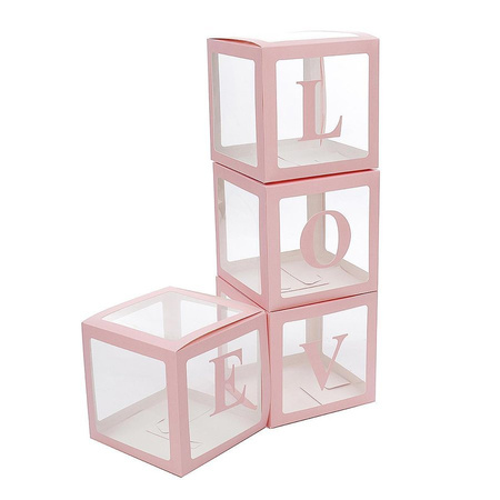 Zestaw pudełek 30 cm na balony BOX DEKORACYJNY litery LOVE 4 szt.