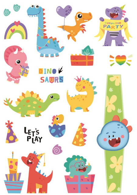 Tatuaże zmywalne wodne świecące w ciemności Dinozaury 45 szt.