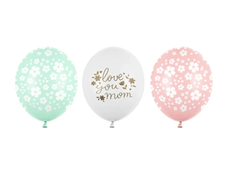 Balony gumowe dla Mamy Love You Mom 12 cali 30 cm 1 szt. Mix kolorów