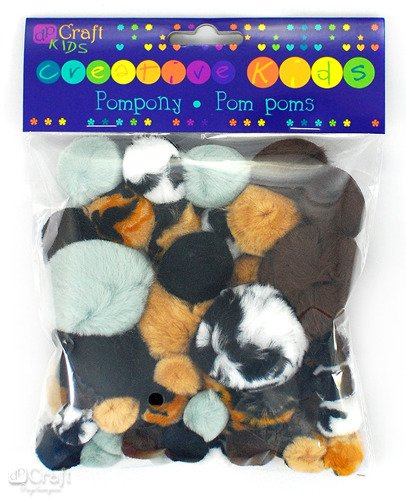 Pompony akrylowe MIX ANIMAL PRINTS 56 szt