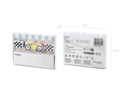 Świeczki urodzinowe pikery Autka, 2-3 cm 5 szt.