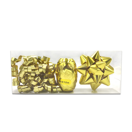 Zestaw do pakowania prezentów (rozetka, wstążka, warkocze)