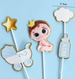Pikkery Toppery na tort Baby Shower 5 szt. chłopiec