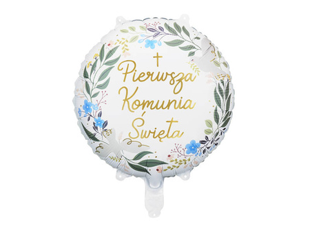 Balon foliowy Pierwsza Komunia Święta okrągły 45 cm
