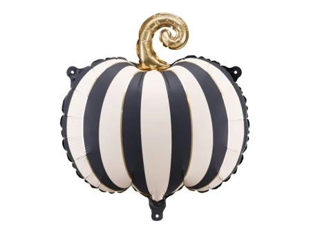 Balon foliowy Dynia w paski kremowo czarne 39x38 cm
