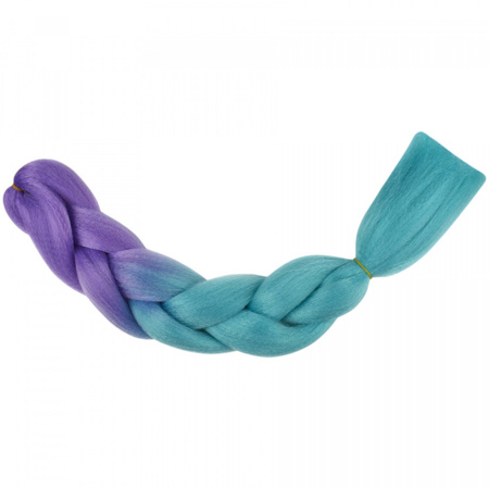 Włosy syntetyczne warkocze warkoczyki 60 cm OMBRE - fioletowo turkusowe