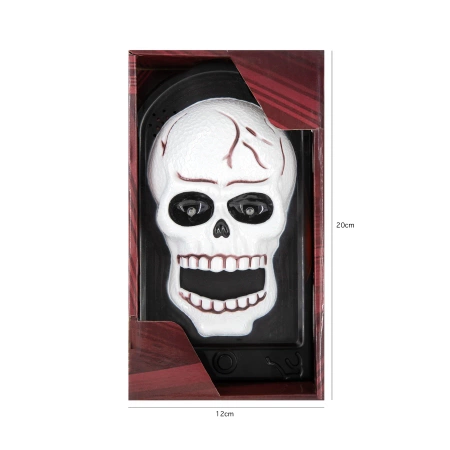 Dzwonek do drzwi Halloween 19,5x11 cm z dźwiękiem i światłem Czaszka