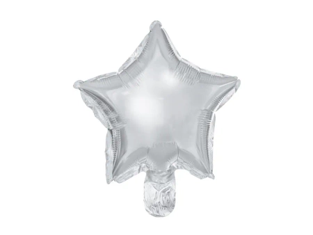 Gwiazdka srebrna balon foliowy na powietrze 25 cm zestaw 25 szt.