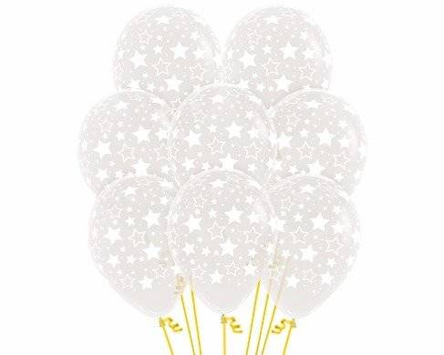 Balony Sempertex Duże Gwiazdki 12'' 12 szt Transparentne
