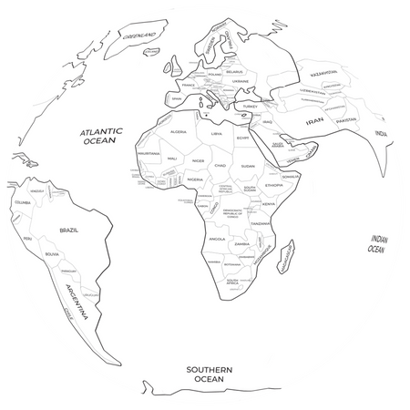Piłka Balonowa Globus Państwa Świata do kolorowania ENG