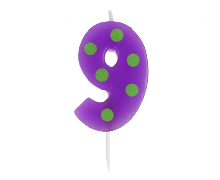 Świeczka urodzinowa "9" GROCHY 6cm