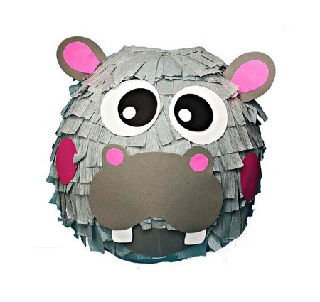 PINIATA z masy papierowej 85 cm hipopotam zestaw