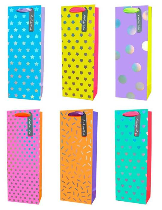 Torebka prezentowa na alkohol wino NEON MIX