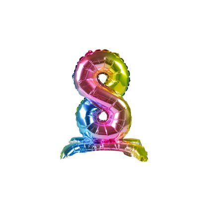 BALON foliowy stojący CYFRA tęczowa 38 cm PartyTime