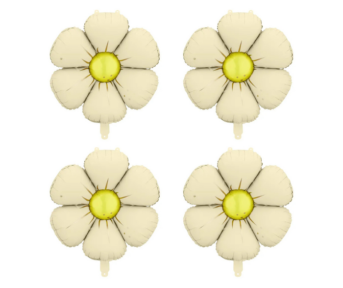 Balony foliowe do girland Stokrotki, średnica 65 cm, kremowe 4 szt.