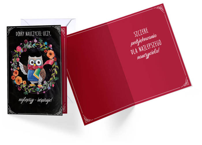 Kartka okolicznościowa podziękowania DLA NAUCZYCIELA Sowa