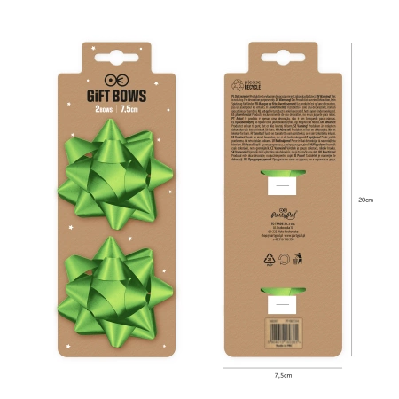 Kokarda prezentowa rozeta matowa zielona 7,6 cm 2 szt.