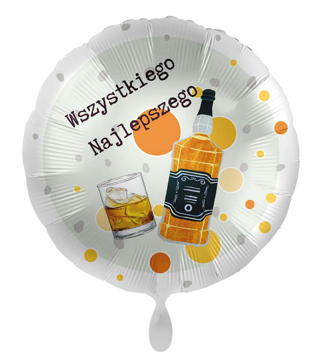 Balon foliowy okrągły urodzinowy Wszystkiego Najlepszego Whisky 18 cali
