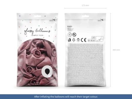 Balony złoty róż Chrome Shiny - Glossy balloons 12 cali 50 szt.