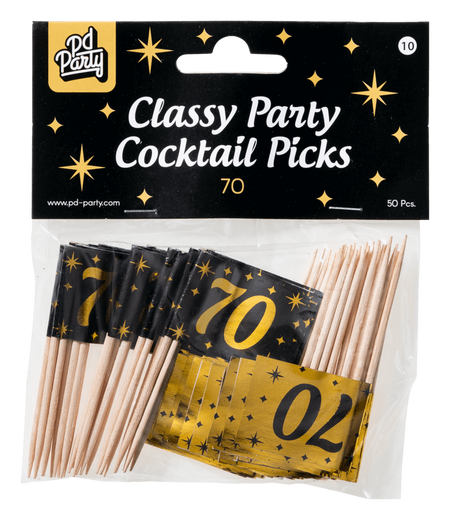 Toppery dekoracyjne, pikery na imprezę 70-ste urodziny 50 szt.