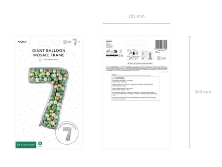 Szablon Forma foliowa do balonów cyfra 7 srebrna, 126 cm