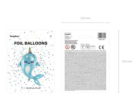 Narwal balon foliowy 53x87 cm