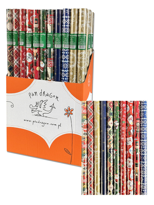 Papier ozdobny do pakowania prezentów Gwiazdka Boże Narodzenie PanDragon mix