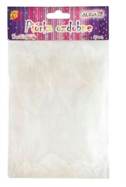 Piórka ozdobne białe 10-12 cm 50 szt