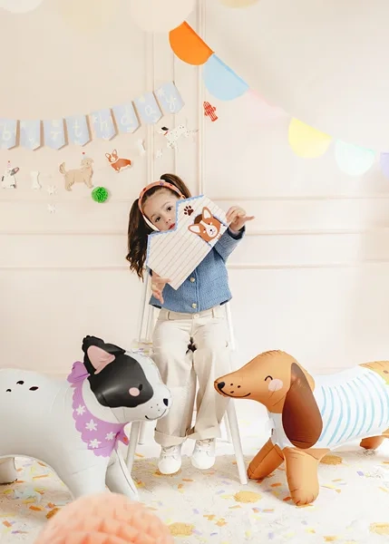 Stojący balon foliowy Jamnik, 89x58 cm + kartka