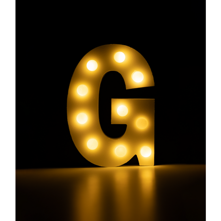 Świecąca Litera LED "G" Light Letter, drewniana biała 17x12 cm