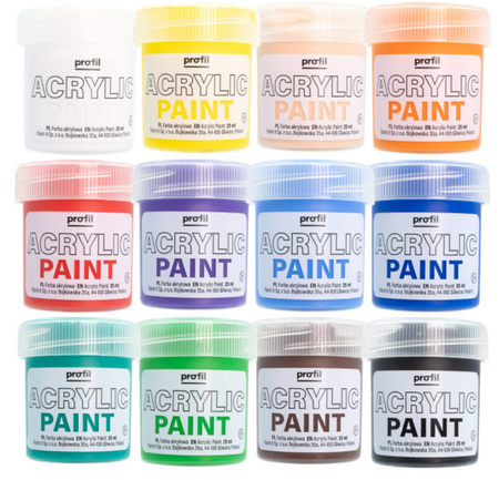 Farby Akrylowe zestaw 12 kolorów x 25ml PROFIL