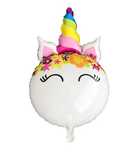 Jednorożec kolorowy balon foliowy okrągły 86x53 cm