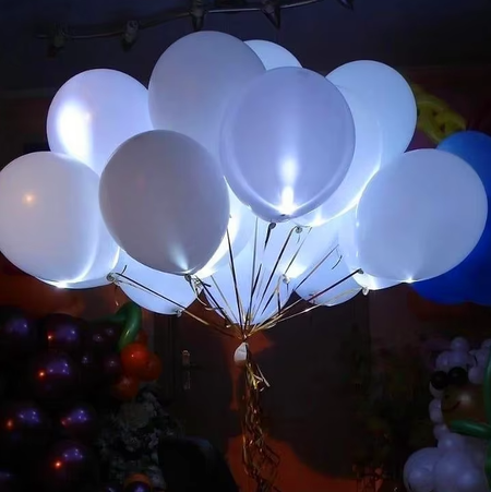 Balony świecące LED zestaw BIAŁE mix 30 cm 5 szt.