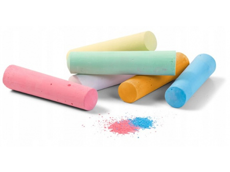 Kreda kolorowa 6 sztuk okrągła chodnikowa tablicowa