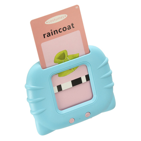 Nauka języka angielskiego czytnik kart do nauki słówek fiszki niebieski