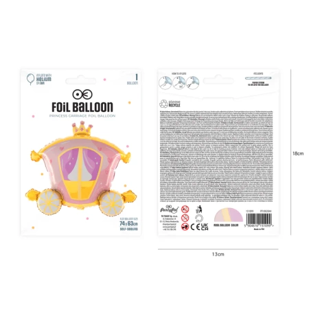 Balon foliowy Kareta Karoca księżniczki różowa 74x63cm