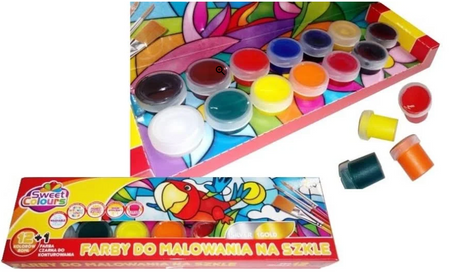 Farby do malowania po szkle do witraży 12+1 kolor