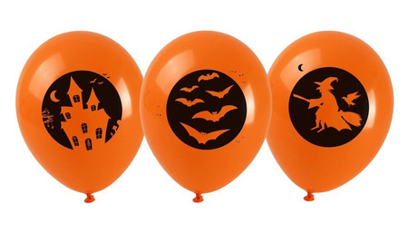 Balony gumowe Halloween nadruk 12 cali 5 szt. mix