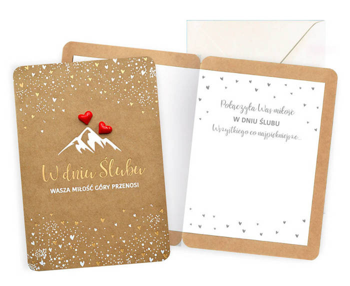 Kartka okolicznościowa kraft W Dniu Ślubu GÓRY