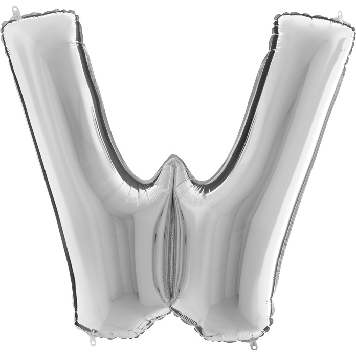 Balon foliowy litera W alfabet srebrna 40 cali
