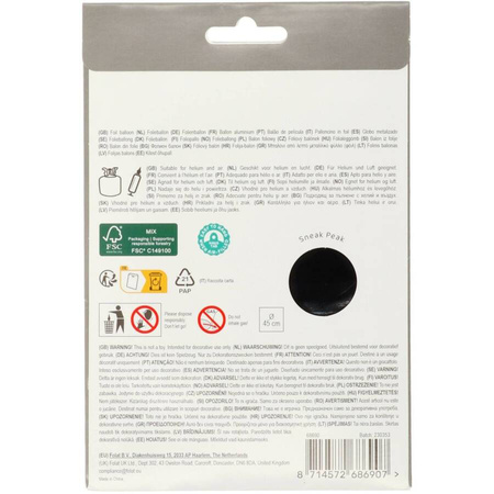 Balon foliowy okrągły urodzinowy Happy Birthday czarny 45 cm