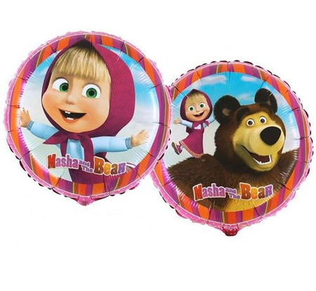 Masha i Niedźwiedź dwustronny okrągły balon foliowy 18''
