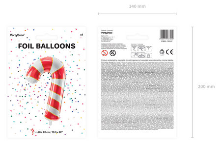 Cukrowa laska balon foliowy świąteczny 50x82 cm