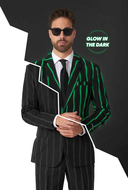 Garnitur męski Czarny w pasy świecący w ciemności Opposuits