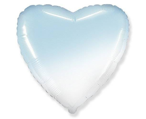 Serce ombre jasnoniebieski balon foliowy 18''
